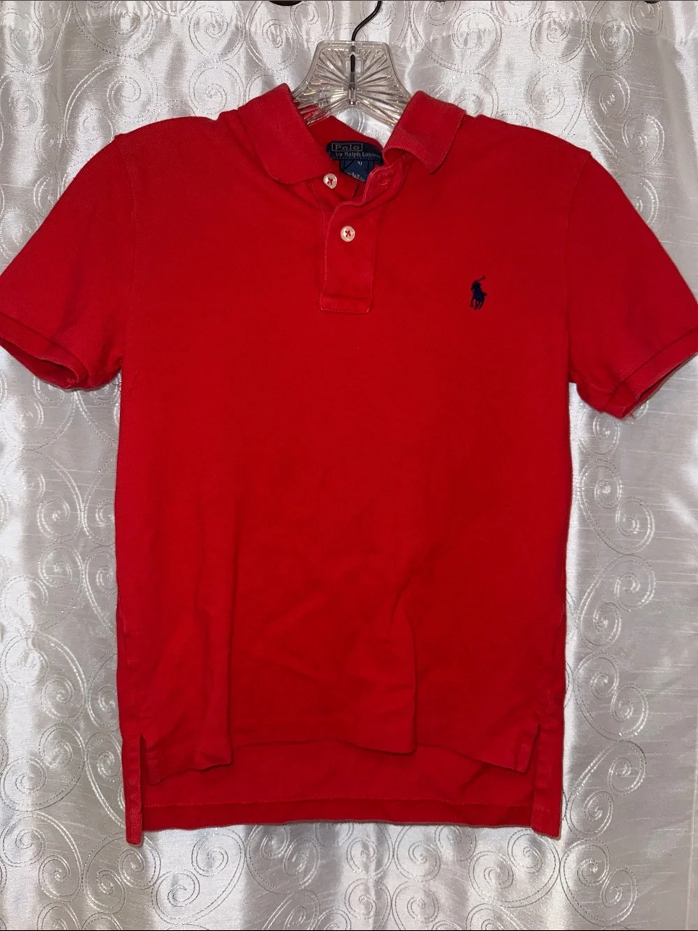 Ralph Lauren Red Polo with Navy Pony Logo Youth Size Small 🔥 G2